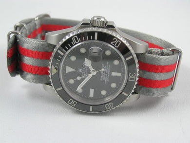 grey and red premium seatbelt NATO for Tag Heuer watch