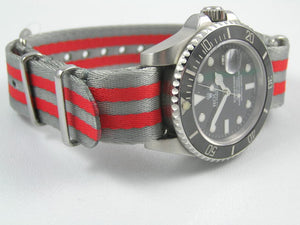 grey and red premium seatbelt NATO for Tag Heuer watch