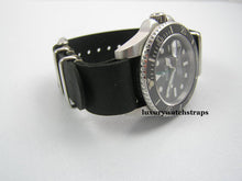 Load image into Gallery viewer, Handmade black leather Nato® watch strap for Rolex Submariner
