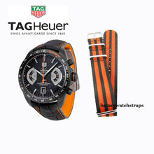 Load image into Gallery viewer, black and orange Superb Nato® watch strap for Tag Heuer Watch
