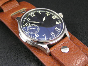 Brown vintage soft leather bund strap for Breitling, Omega, Bell & Ross, Pilots, Divers Watch 22mm