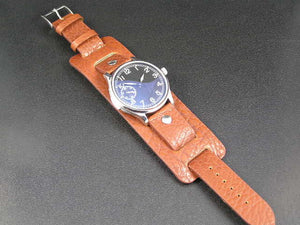 Brown vintage soft leather bund strap for Breitling, Omega, Bell & Ross, Pilots, Divers Watch 22mm