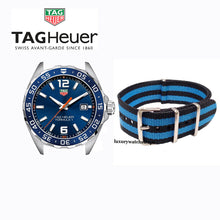 Load image into Gallery viewer, Superb Blue and Black Nato® watch strap for Tag Heuer Watch
