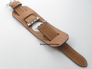 Superb handmade soft leather bund  strap for Apple Watch Black and Brown 38mm and 42mm.