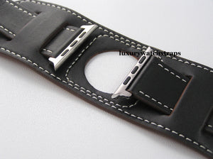 Superb handmade soft leather bund  strap for Apple Watch Black and Brown 38mm and 42mm.