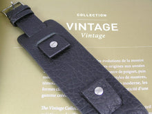 Load image into Gallery viewer, Black vintage soft leather bund strap for Breitling, Omega, Bell &amp; Ross, Pilots, Divers Watch 22mm
