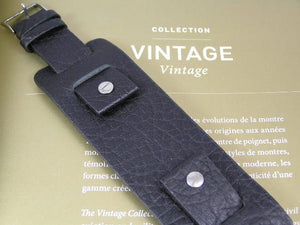Black vintage soft leather bund strap for Breitling, Omega, Bell & Ross, Pilots, Divers Watch 22mm