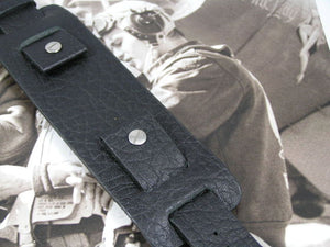 Black vintage soft leather bund strap for Breitling, Omega, Bell & Ross, Pilots, Divers Watch 22mm