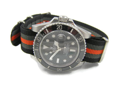 Orange grey black strap for Rolex Watch