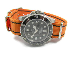 Orange and black lines NATo watch strap for Rolex Watch