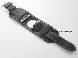 Superb handmade soft leather bund  strap for Apple Watch Black and Brown 38mm and 42mm.