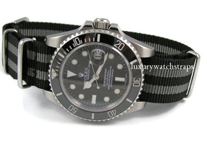 Superb ballistic nylon G10 Nato® watch strap for Rolex Submariner GMT watches - Spectre James Bond Daniel Craig 