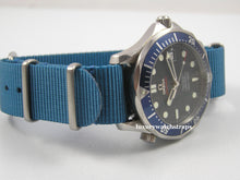 Load image into Gallery viewer, Superb ballistic nylon G10 Nato® watch strap for OMEGA Seamaster Speedmaster watches. RAF (Light) &amp; Royal (Dark) Dark Blue.
