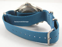 Load image into Gallery viewer, Superb ballistic nylon G10 Nato® watch strap for OMEGA Seamaster Speedmaster watches. RAF (Light) &amp; Royal (Dark) Dark Blue.
