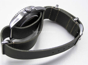 Green handmade leather Nato® watch strap for Omega watch
