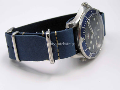 Superb Blue handmade leather Nato® watch strap