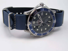 Load image into Gallery viewer, Blue handmade leather Nato® watch strap for Omega watch
