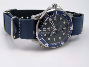 Blue handmade leather Nato® watch strap for Omega watch