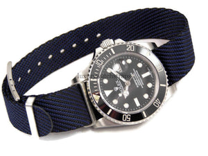 Blue black fabric watch strap
