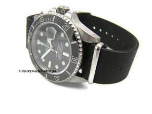 Superb handmade leather black NATO® watch strap for Rolex watch
