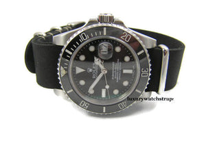 Superb hand made leather black  Nato®watch strap for Omega Planet Ocean 22mm
