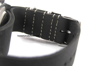 Superb hand made leather black Nato® watch strap for 22mm watch