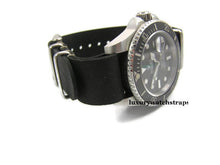 Load image into Gallery viewer, Superb hand made leather black  Nato®watch strap for Omega Planet Ocean 22mm
