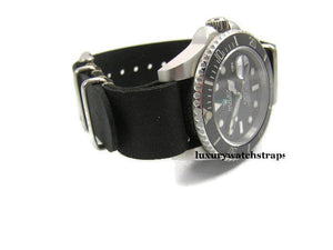 Superb hand made leather black  Nato®watch strap for Omega Planet Ocean 22mm