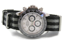 Load image into Gallery viewer, Spectre black and grey Premium Seatbelt Herringbone NATO® strap 
