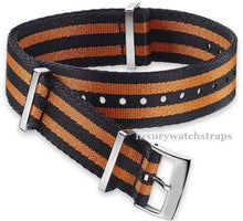 Load image into Gallery viewer, Orange adn black Premium Seatbelt Herringbone NATO® strap 
