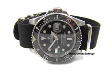 Load image into Gallery viewer, Superb handmade leather black NATO® watch strap for Rolex watch
