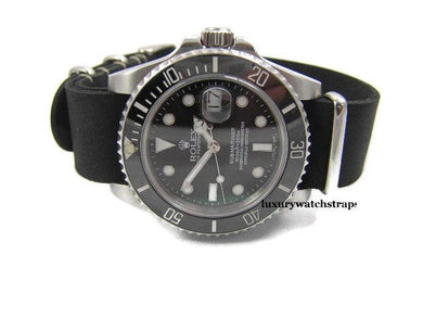 Superb handmade leather black NATO® watch strap for Rolex watch