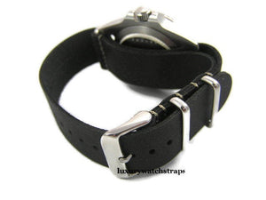 Superb hand made leather black  Nato®watch strap for Omega Planet Ocean 22mm
