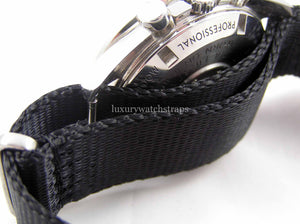 Ultimate Dense Twill™ Weave NATO® strap for Omega Speedmaster Moon Watch 20mm Classic Black Rope Edge (NO watch. STRAP only)