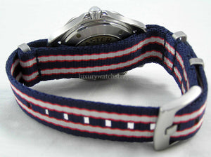 red white and blue Premium Seatbelt Herringbone NATO® strap for Omega Seamaster
