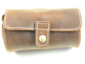 Hand made leather watch case - for travel or storage. Two watch size.