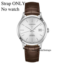 Load image into Gallery viewer, brown leather brown stitching leather deployment watch strap for Longines watch
