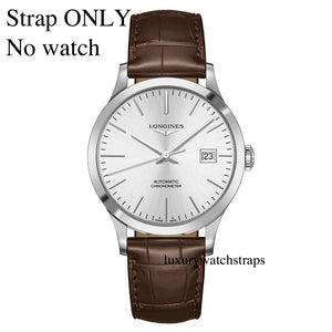 brown leather brown stitching leather deployment watch strap for Longines watch