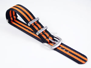 Ultimate Dense Twill™ NATO® strap for Omega Planet Ocean Watch 22mm Black and Orange