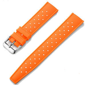 Ultimate High Grade Silicone Blue, Black, Orange Rubber Watch Strap 18mm 20mm 22mm