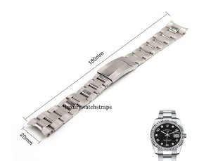 Superb quality stainless steel watch strap bracelet for Rolex Datejust Models Watch Watches 20mm. High quality clasp.