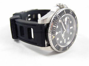 Ultimate high grade silicone black rubber watch strap for Rolex Submariner Watch 20mm