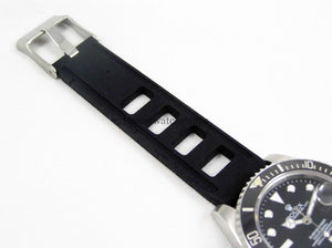 Ultimate high grade silicone black rubber watch strap for 20mm Watches