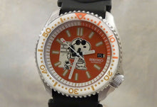 Load image into Gallery viewer, Custom Made Seiko Ceramic Red Snoopy Peanuts Automatic Scuba Divers Date Watch Custom 7002 Overhauled Serviced
