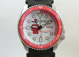 Seiko Ceramic Snoopy Red Baron Automatic Divers Day Date Watch SKX007 7S26-0020  Media 1 of 7