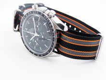 Load image into Gallery viewer, black grey orange nato for omega speedmaster and omega planet ocean
