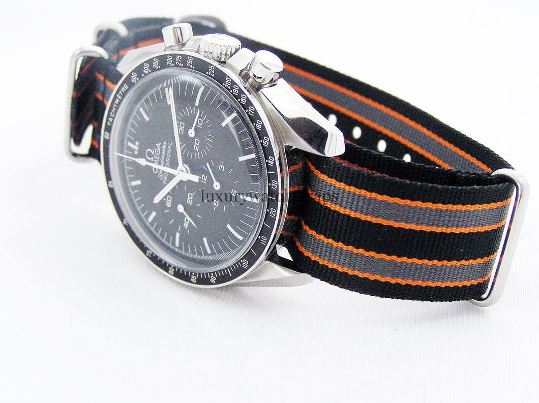 black grey orange nato for omega speedmaster and omega planet ocean