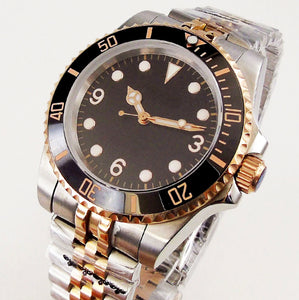 Black Rose Gold Submariner Watch Sterile Dial fully automatic Seiko NH35 movement with stainless steel bracelet