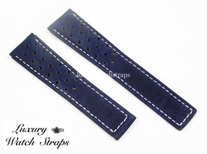 soft leather watch strap 22mm blue