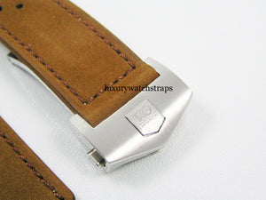 suede leather tag heuer watch strap tan